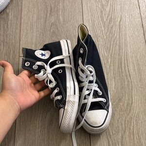 Converse Size 3.5 Black High-Top Sneakers with White Accents